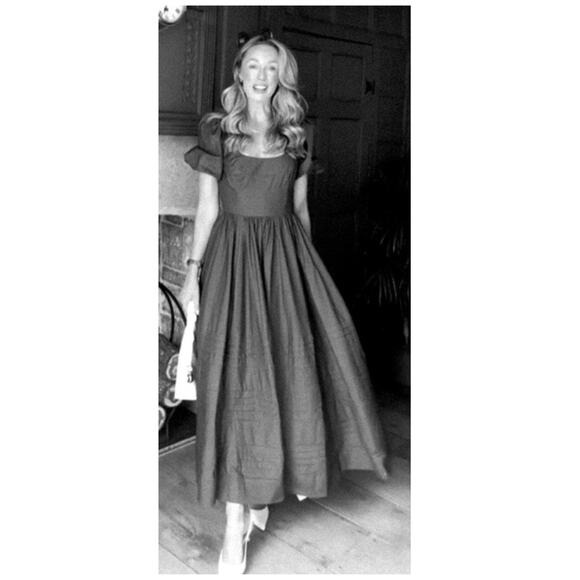 Reformation Everlyn Puff Sleeve Stretch Organic Cotton Maxi Dress Size 6 - Picture 14 of 14